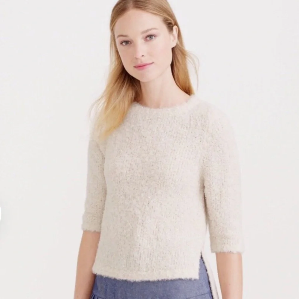 NWOT Apiece Apart for J.Crew Fuzzy Alpaca Crewneck Sweater Sz L Ivory Z371-14